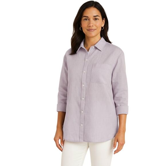 Talbots Lavender Cross Dye Linen Shirt PL (Petite Large) NWT - Picture 1 of 5